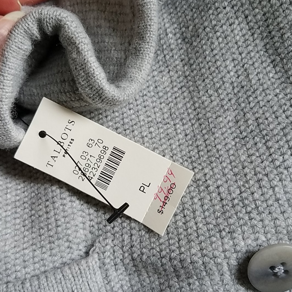 Talbots Lambswool Blend Sweater Grey Large Petite - Picture 8 of 9